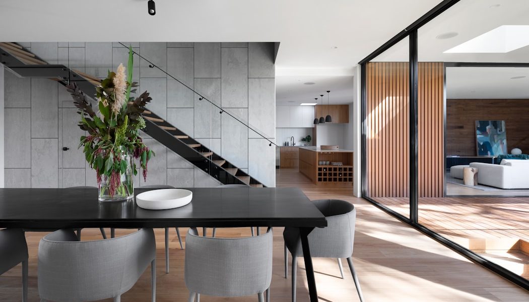 black wooden table and chairs
