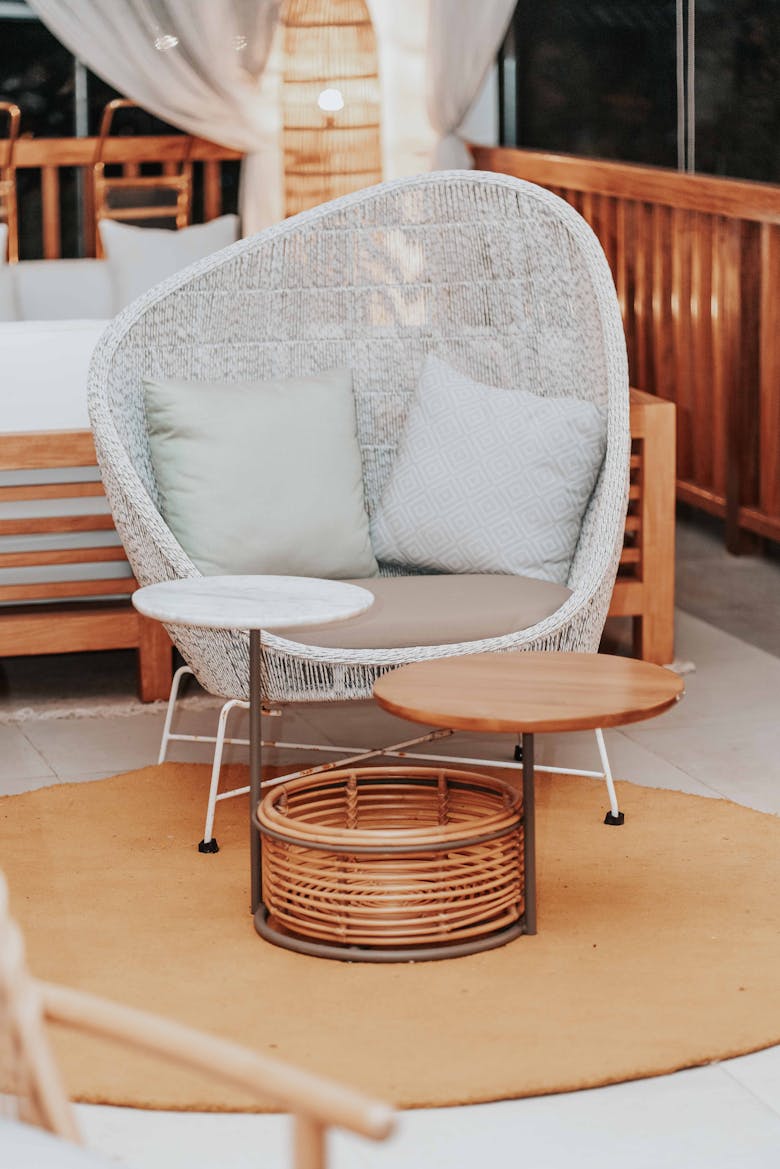 White Armchair With Pillows