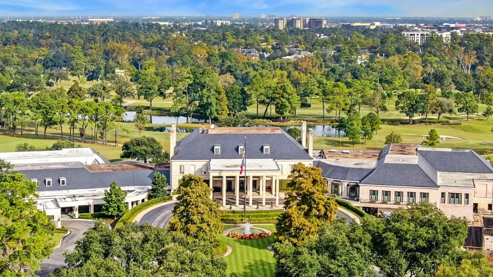 Aerial shot of Joel Osteen’s 17,000-square-foot River Oaks property in Houston